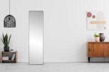 Large standing rectangular mirror, narrow frame, 148 cm