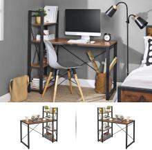 Wooden computer desk with loft shelves