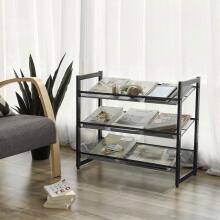Black metal shoe rack, 3 levels