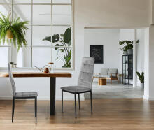 Набор из 4 бархатных стульев для столовой и гостиной серого цвета ModernHome