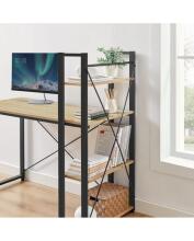 Computer desk with shelves, adjustable legs, oak Sonoma