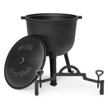 Чугунный котелок стоячий 10L охотничья кастрюля для костра гриль MultiGarden