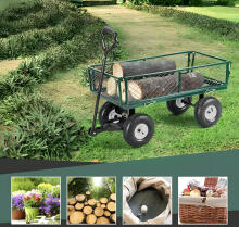 Dārza transporta rati, 200 kg, atveramas sānu paneļi, lieli piepūšami riteņi, MultiGarden