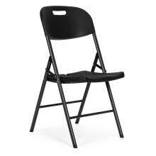 Set of 2 folding chairs, catering set, metal, HDPE, black, ModernHome