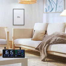 Backlit wireless weather station with outdoor sensor, thermometer, barometer, clock