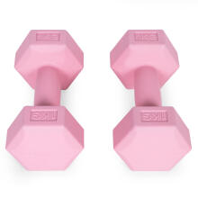Hex dumbbells set 2x1 kg, exercise weights, fitness load, pink, ModernHome