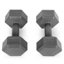 Hex hanteles komplekts 2x2 kg, vingrošanas svari, fitnesa slodze, pelēks, ModernHome