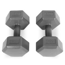 Hex dumbbells set 2x4 kg, exercise weights, fitness load, gray, ModernHome
