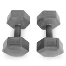 Hex dumbbells komplekts 2x5 kg, vingrošanas svari, fitnesa slodze, pelēks, ModernHome