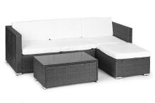Dārza mēbeļu komplekts ar rattan līdzīgu apdari – modulārs stūra dīvāns un galds pelēks MultiGarden