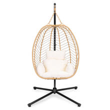 Large Hanging Egg Chair Freestanding Garden Swing up to 120 kg + Cushions MultiGarden