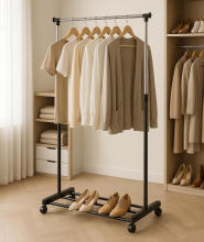 Universal Freestanding Clothes Rack with Adjustable Height and Wheels ModernHome