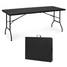 Catering Set – Folding Table + 4 Chairs HDPE Black MultiGarden