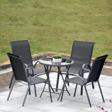 Set of 2 Garden Chairs for Terrace or Balcony Grey MultiGarden