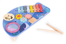 Musical Instrument Table with Xylophone, Cymbal, Tambourine, and Shaker, Sea Theme ECOTOYS