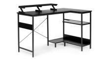 Corner computer desk table with 3 black shelves ModernHome