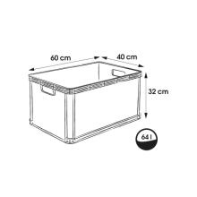 Транспортный ящик грузоподъемностью до 60 кг Robert 60x40x32см 64л серый