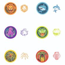Zoology - Self-inking stamps, 6 assorted