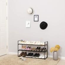 Black shoe rack cabinet with 3 shelves