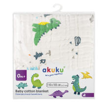 AKUKU A0685 Плед / Укутка / Муслиновое полотенце 110x105 см Динозавры