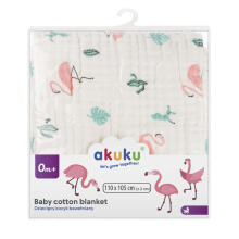 AKUKU A0686 Плед / Укутка / Муслиновое полотенце 110x105 см Фламинго