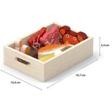 VIGA Wooden Food Set in Breakfast Boxes Fish Meat Dairy