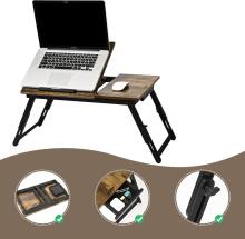 Vasmia Laptop Table Art.255639 Portatīvais galdiņš datoram 34.9 x 69 x 32 cm, saliekams gultas galdiņš, rustikāls