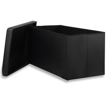 Pufa ar uzglabāšanas vietu sēdeklis kaste atverama 80x40 cm ar pūkām melna