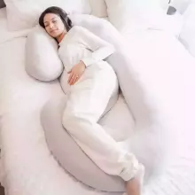La Bebe™ Maternity Pillow Cotton Sì -Duo Art.256000 White Kokvilna audums. Daudzfunkcionāls spilvens/pakavs grūtniecēm, ar memory foam