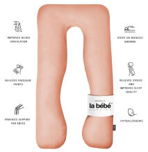 La Bebe™ Cushy Maternity Pillow Art.91914 Peach Daudzfunkcionāls spilvens grūtniecēm (U Shaped), sintepona pildīšana, 155x80cm