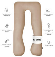 La Bebe™ Cushy Maternity Pillow Art.91911 Bēši karameļu Daudzfunkcionāls spilvens grūtniecēm (U Shaped), sintepona pildīšana, 155x80cm
