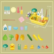 Play Sink Toy Art.257369 Yellow Kitchen sink with accessories