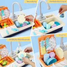 Play Sink Toy Art.257370 Blue  Kitchen sink with accessories