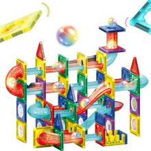 WOOPIE Magnētiskie Konstrukcijas Bloki 3D Izglītojošais Komplekts Marbles Skrējiens 105 gab.