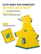 Kids Soft Raincoat Dino Art.258548 Yellow  детский стильный дождевик