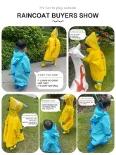 Kids Soft Raincoat Dino Art.258548 Yellow  детский стильный дождевик