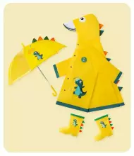 Kids Soft Raincoat Dino Art.258548 Yellow  детский стильный дождевик