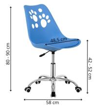 Children's desk chair, adjustable swivel chair with wheels for children's learning, Springos HF0039 blue
