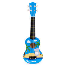 Bērnu koka ukuleles ģitāra ar 4 neilona stīgām un spēles pirkstu ECOTOYS