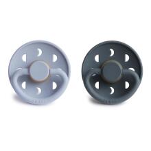 Frigg Moon Phase Round Latex Art.76292500 Powder Blue/Slate Pacifier (nipple) made of 100% natural rubber 6-18 months (2 pcs.)
