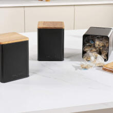 Salter BW129001EU7 Toronto 4-Piece Bread Bin &amp; Canister Set - Black