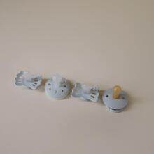 Frigg Pacifiers 4-pack Round Latex/Silicone Art.101485 Powder Blue Apaļš māneklītis (knupītis) no 100% naturāla kaučuka/silikona no 0-6 mēn. (4 gb.)