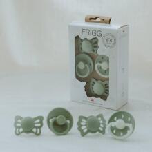 Frigg Pacifiers 4-pack Round Latex/Silicone Art.101928 Sage Apaļš māneklītis (knupītis) no 100% naturāla kaučuka/silikona no 0-6 mēn. (4 gb.)