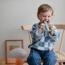 Mushie Silicone Teether Rattle Art.101475 Cambridge Blue Augstākas kvalitātes - silikona grabulis (100% dabisks)