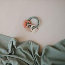 Mushie  Silicone  Teether Ring Art.101322 Augstākas kvalitātes - silikona grabulis (100% dabisks)