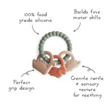 Mushie  Silicone  Teether Ring Art.101322 Augstākas kvalitātes - silikona grabulis (100% dabisks)
