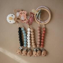 Mushie Silicone Pacifier Clip Halo Art.2120019 Blush Māneklīša ķēde (Knupja turētājs) ar klipsi
