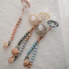 Mushie Silicone Pacifier Clip Halo Art.2120069 Dried Māneklīša ķēde (Knupja turētājs) ar klipsi