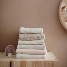 Mushie Knitted Baby Blanket  Art.2180345 Ribbed Smoke  Хлопковый вязаный плед 80x100см