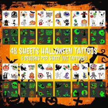 Halloween Tattoos for Children, Fun kids glow in the dark temporary tattoos